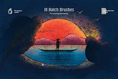 10款中国风手绘插画点状颗粒阴影Clip Studio Paint笔刷画笔设计素材 Hatch Master Brushes for Clip Studio Paint插图9