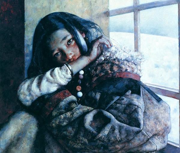 画家艾轩笔下的西藏女孩 油画欣赏--创意...