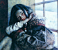 画家艾轩笔下的西藏女孩 油画欣赏--创意图库