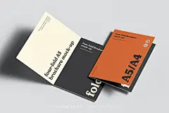 8款A5四折页宣传单手册邀请函贺卡设计贴图ps样机素材展示效果图模板