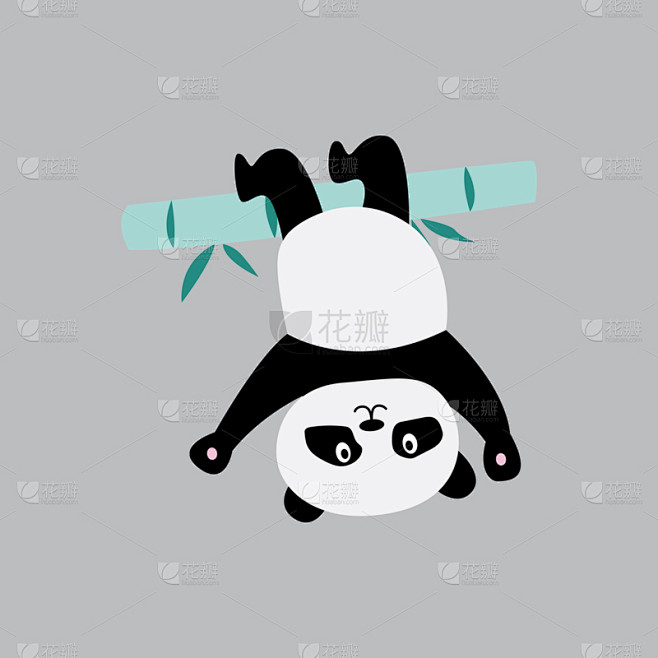 熊猫,上下颠倒,卡通,悬挂的,竹,枝,可爱的,动物主题,体操,背景分离