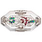 Art Deco French Gem Set Diamond Rock Crystal Pin