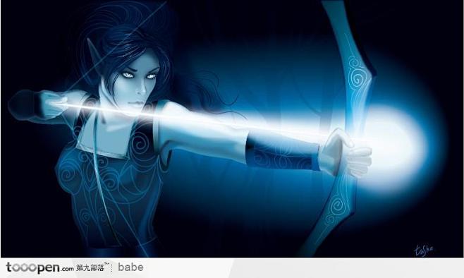 精美AI魔兽精灵女弓箭手原画绘制