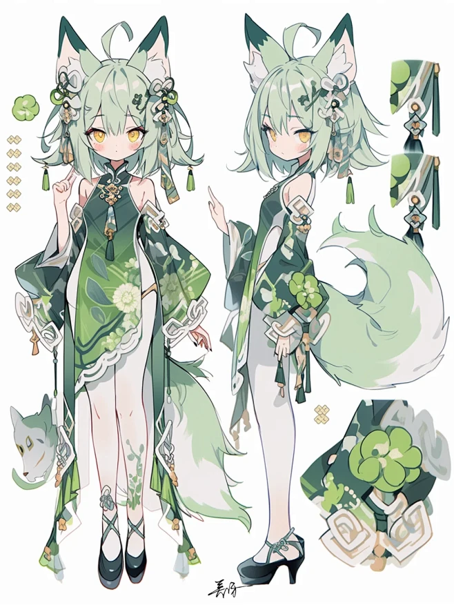 狐女｜角色设计-花瓣网
