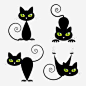 卡通猫咪高清素材 动物 卡通 可爱 好动的猫咪 扁平化 手绘 活泼的黑猫 猫咪 猫咪动作大全 猫咪表情 简笔画 螺旋猫尾巴 金眼黑猫 黑色 免抠png 设计图片 免费下载