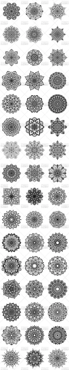 曼陀罗万花筒圆环花卉花朵线描素描镂空装饰插画ai矢量设计素材图-淘宝网