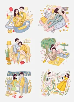 情侣在家甜蜜手绘插图图片大小2000x2763px 图片尺寸3.54 MB 来自PNG搜索网 pngss.com 免费免扣png素材下载！单人大沙发#地垫#红色拖鞋#卡通手绘#看书#靠垫#蜡烛#落地灯#情侣#情侣拖鞋#情人节#收音机#书绿植#