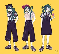 时尚感十足，英伦风格服装插画。
画师 Mochiipanko ​​​​
