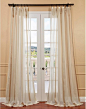 Carlton Creme Linen Blend Stripe Sheer Curtain traditional-curtains