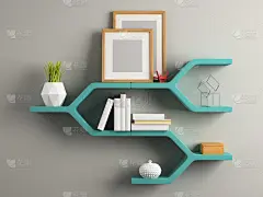 三维图形,绘画插图,室内,架子,部分,折纸工艺,现代,装饰物,住宅内部,植物