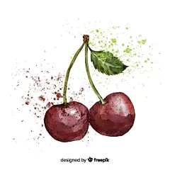 CHEERY手绘卡通樱桃车厘子水果插画元素 壁纸AI矢量LOGO图案素材 (76)