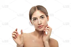 美,空的,手掌,女人,正面视角,留白,彩妆,水平画幅,干净,白人