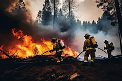 灭火器消防员救火背影摄影图片