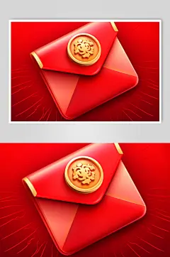 AI数字艺术中国风新年春节立体红包元素