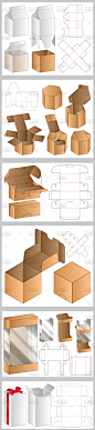 异形包装盒子纸箱纸袋3D展示模板源文件刀模平面展开图ai设计素材