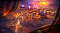 General 1920x1080 city night hot air balloons fire clouds flying fireworks city lights storm cityscape Disneyland
