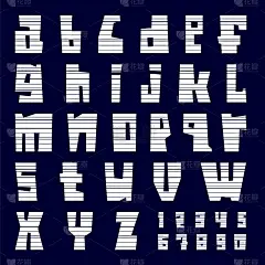 剪切字母表。从纸上切下的字母和数字