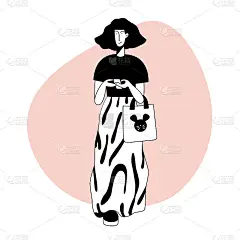 单身年轻女孩角色设计朋友卡，派对邀请，海报页，t恤印花等。