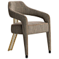 Mondo Collection Dining Room Chair - Dining Gilded Back Leg Portuguese Contemporary Velvet, Wood, Metal, Fabric