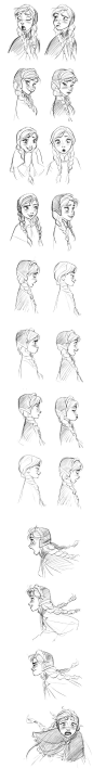 “Anna (Frozen)” Expressions by Jin Kim* | © Walt Disney Animation Studios*  • Blog/Website | (www.disneyanimation.com) • Online Store |  (www.disneystore.com)  ★ || CHARACTER DESIGN REFERENCES™ (https://www.facebook.com/CharacterDesignReferences & htt