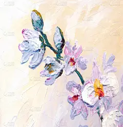 雅致的水粉画着夏美的天空设计.明亮的玫瑰浪漫的手绘丙烯酸蚀刻在浅灰纸上的复古风格。精美的大紫丁香色彩