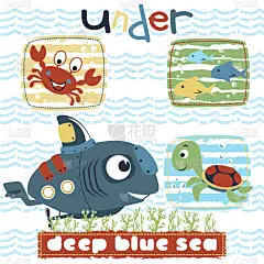海龟,潜水艇,幽默,海洋生命,螃蟹,水下,可爱的,在下面,收集