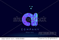 ai a i alphabet pink blue bubble circle dots creative letter company logo vector icon design template
