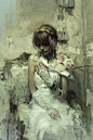 Jeremy Mann, Portrait of Jillian - 24x36, oil on panel--at Principle Gallery