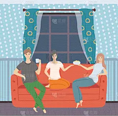 沙发,女人,男人,热,咖啡,杯,肖像,休闲,坐,相伴