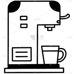 手绘-线条简笔画元素-饮水机