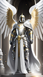 an illustration of a knight with wings and armor