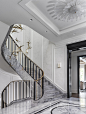 Hallway and Marble Floor Foyer  Country Estate by U31 Design