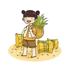 儿童插画小人卡通手绘秋季丰收人物素材