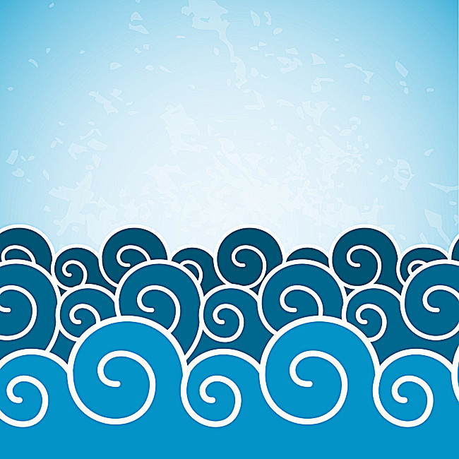 剪纸海浪背景白色背景波纹大海海浪海洋花纹剪纸矢量图图腾质感纹理