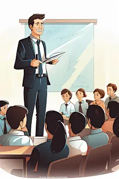 老师上课学习校园扁平风插画
