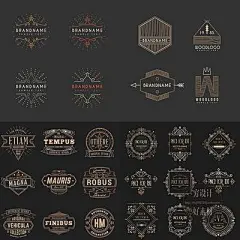 单线线稿LOGO标志标签设计模版 矢量设计素材 G688-淘宝网