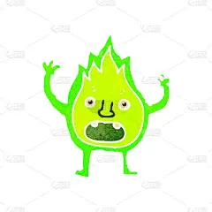 复古卡通小绿色火焰