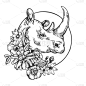 犀牛,雕刻图像,动物,矢量,白色,白色背景,黑色,手艺,图像,复古
