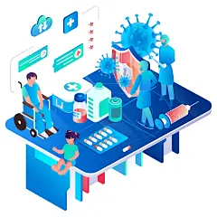 科技科幻渐变小人人物场景插画