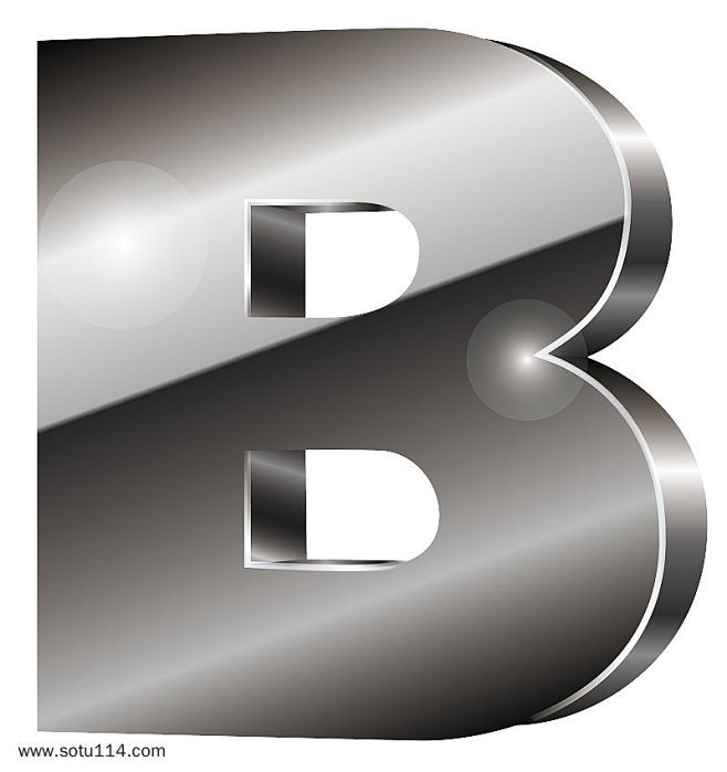 银色金属质感立体3D小写字母B图片png...