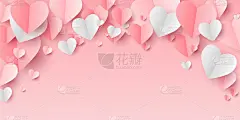 情人节心明信片。粉红色背景上的纸飞元素。矢量符号的爱在形状的心脏为快乐的妇女，母亲的，情人节，生日贺