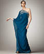 Naeem Khan One-Sleeve Embroidered Caftan Gown 5500.00