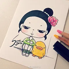 漂亮的女孩，彩铅手绘
【插画师：Sorssora】 ​via @插画印象 ​​​​