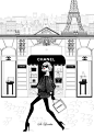 Two of two Chanel store front print. I call this piece A Chanel girl in Paris. Inspired by the Chanel 31 rue cambon store in Paris! As much fun as it