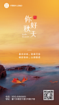微商秋系列秋天你好实景祝福手机海报