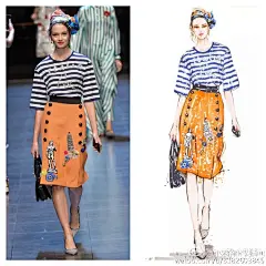 小笨笔下的杜嘉班纳 条格系列@DolceGabbana @服装插画手册 @服装设计时装画手稿 #手绘时装插画#