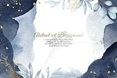 莫兰迪订婚舞台背景生日开业海报 【酷图网】莫兰迪,深蓝色,灰蓝,水彩,晕染,叶子,订婚礼,LED,舞台,背景,海报,水牌,生日,开业,AI素材