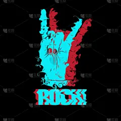 矢量手绘插图的摇滚乐手与手镯与螺栓。卡片, 海报, bunner, t恤的打印模板.