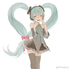 昨天画的初音未来的插画和2009年画的初音未来的插画。我经常听她唱的音乐，有很多喜欢的曲子 ​​​​