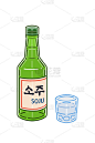 “烧酒”插图集。苏州。瓶烧酒。烧酒玻璃。